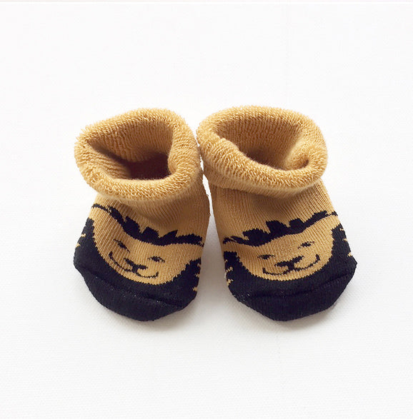 Soft baby booties Leo the lion