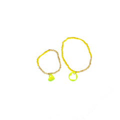 Bracelet Set Two Hearts Connected / Yellow Mellow